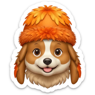 dog with orange feathered hats sticker