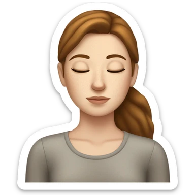 White girl with frekles Brown hair straight  sleeping peacfully  sticker