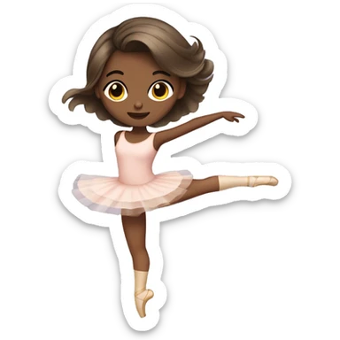 Brown skin girl with straight hair playing ballet sticker