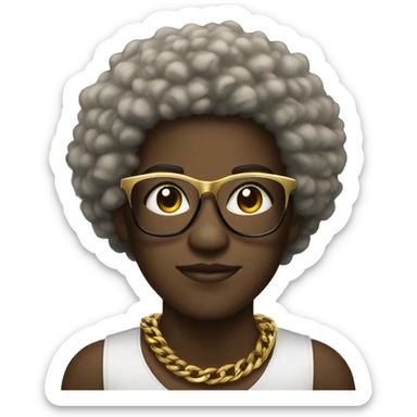 African American meaning with afro, black & gold immediately glasses and  gold chain sticker