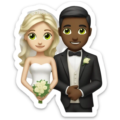 Blonde bride green eyes dark brown groom brown eyes sticker
