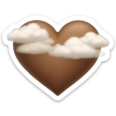 brown heart + cloud sticker