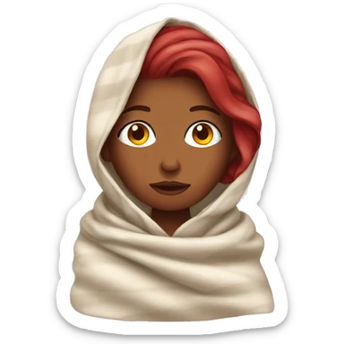 Woman with cherry hair in a blanket sticker