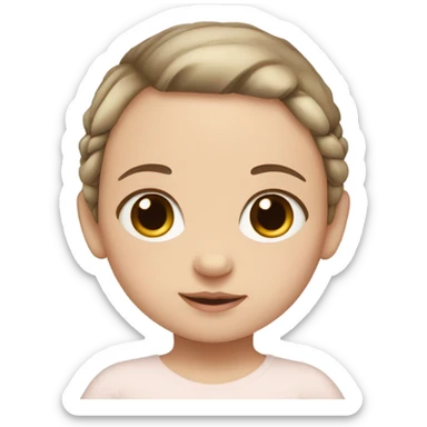 baby girl with straight brown pigtails ponytails and big brown eyes and pale white skin sticker