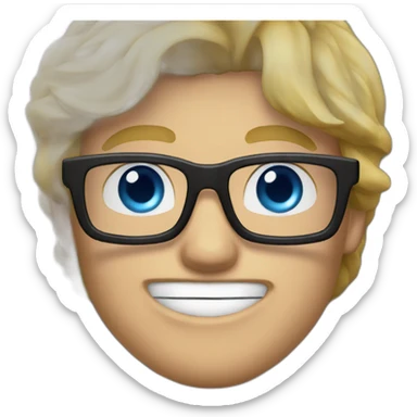 Blond man blue eye glasses muscle eat hazelnut sticker