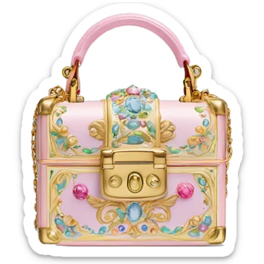 Dolce and Gabbana small box bag with colourful pastel ornament and golden detais  sticker