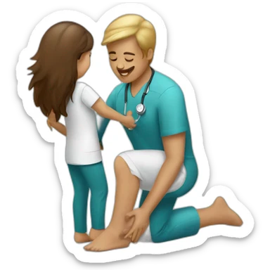 indian female physio treating patient with back pain sticker