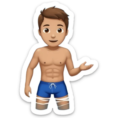 Man with brown hair swimming with hungry mad sharks sticker