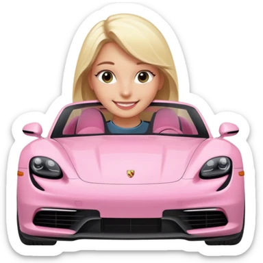 pink Porsche taycan with blonde girl sticker