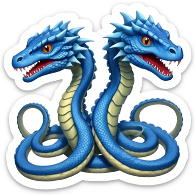blue hydra, strong reptilian body with multiple serpent-like heads rising from its neck sticker