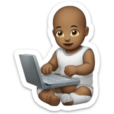 an infant using a computer sticker