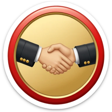 circular achievement style badge border for brand loyalist featuring a handshake and classy border  sticker