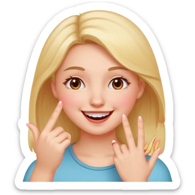 girl who bites the tip of her finger and smiles and rise her eyes  sticker
