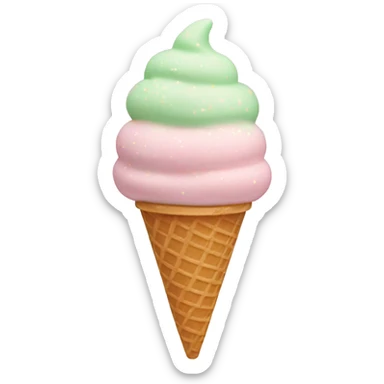light pink ice cream cone with light green sprinkles  sticker