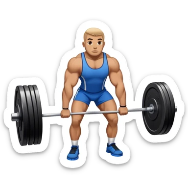 powerlifter with blue shorts perfoming deadlift sticker