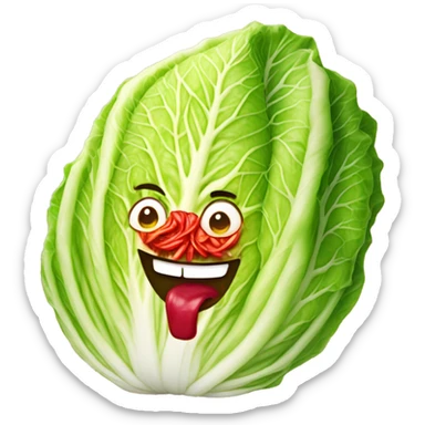 A napa cabbage marinated in a bright red pepper paste sticker