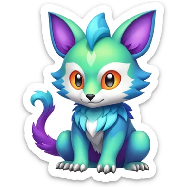 Cute cool colorful fantasy animal hybrid Fakemon full body sticker