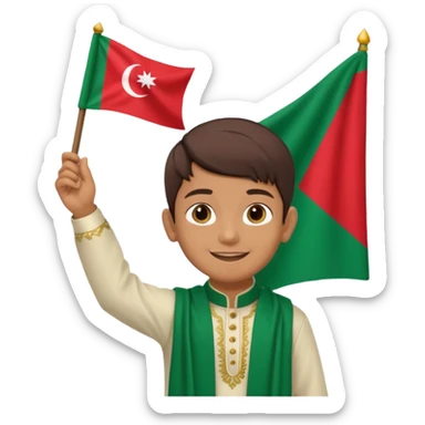 A boy stands with a Bangladeshi flag and greets on the occasion of December 16th. sticker