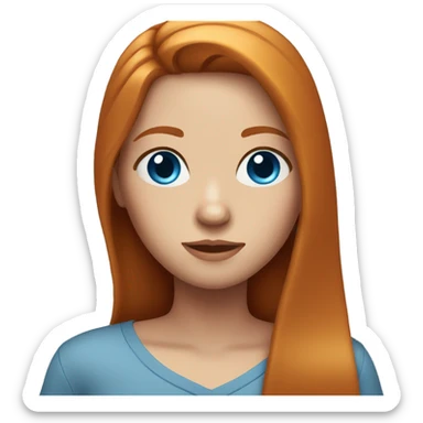 Girl, ginger straight shoulder long straight hair, blue eyes  sticker