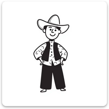 happy cowboy man with white skin and a white hat sticker