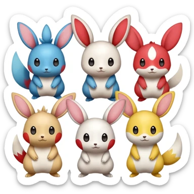 Plusle-Trico-Minccino-Dedenne-Emolga-Pachirisu-Zangoose-fusion sticker