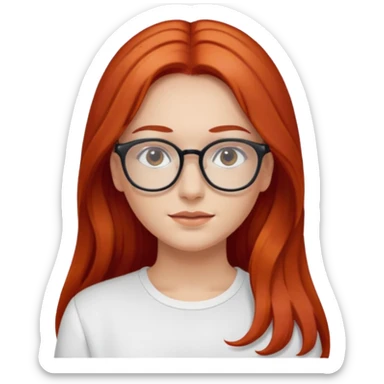 Rizada peli roja tono fuerte , blanquita con lentes y top blanco pelo largo  sticker