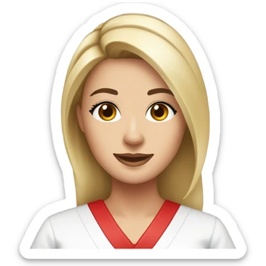 white girl esthetician wearing red scrubs sticker