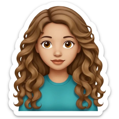 Latina light skin girl with just a few highlights long wavy lose curls hair sticker