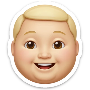 A 3D emoji in iOS emoji aesthetic style of a chubby person with round cheeks and a happy smile, soft and friendly expression, smooth glossy texture, minimal white background. sticker