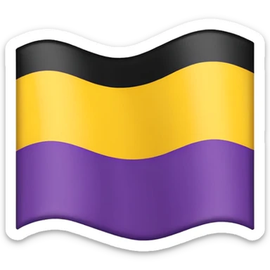 Nonbinary pride flag that goes from the top (black, white ,yellow) to the end (purple) sticker