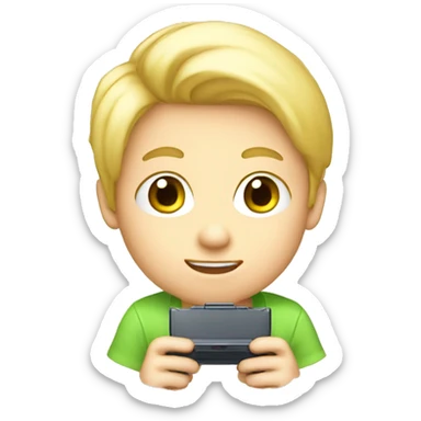 blonde boy playing nintendo ds sticker