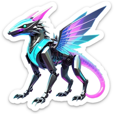 Epic legendary rare glowing mechanical Shiny sparkly transparent bioluminescent luminescent vibrant bright pastel dark exotic iridescent colorful gradients futuristic modern metallic glossy glittery fantasy-cyber-Fakémon-Vernid-creature sticker