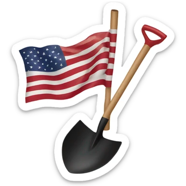 American flag connected to a black shovel sticker