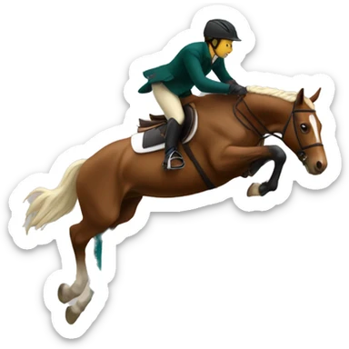 A rider on a horse jumps over a barrier sticker