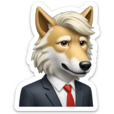 Donald Trump as a wolf with wig sticker