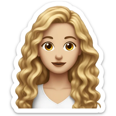 White female with long brown wavy hair long eyelashes beautiful face  sticker