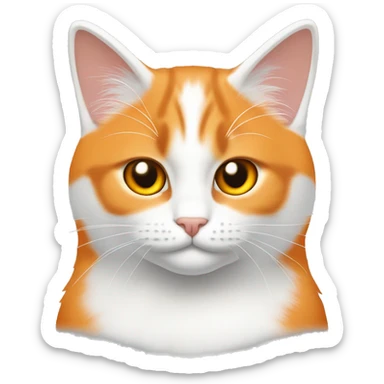 Gato blanco con naranja, con las orejas naranjas y marca de M en la frente en color naranja sticker
