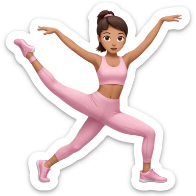 brunette girl in light pink workout clothes dance stretching sticker