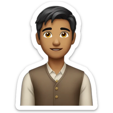 young handsome Indian boy with fair skin with sharp jawline and small eyes sticker