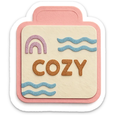 soft pastel cozy journal divider with soft patterns, paper craft style, with a pink border sticker