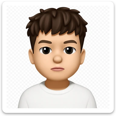 Convert this portrait photo into a 3D emoji in the Apple style, keeping the likeness and expression, with a clean background. The style should resemble Apple's 3D emoji style with smooth, rounded features and vibrant colors, maintaining the subject's facial details and expression clearly. sticker