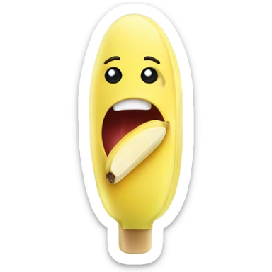Lips eating banana like popsicle sticker
