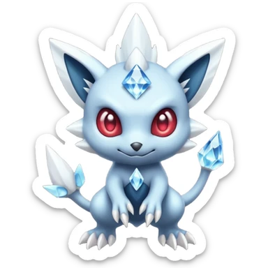 Elemental dark dusky mechanical frosty fairy-like fantasy epic rare Glalie-Sneasel-Togetic-Pokémon-Fakémon-hybrid-creature sticker
