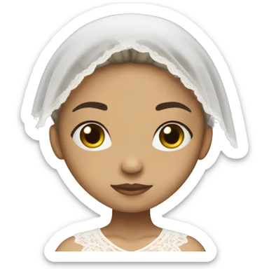 Light skin girl praying with eyes closed and lace white veil  sticker