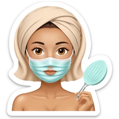 Tan Lady with face mask spa beauty full face relaxing sticker