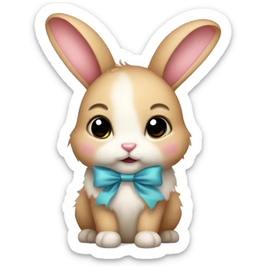 Cute little bunny with bow sticker