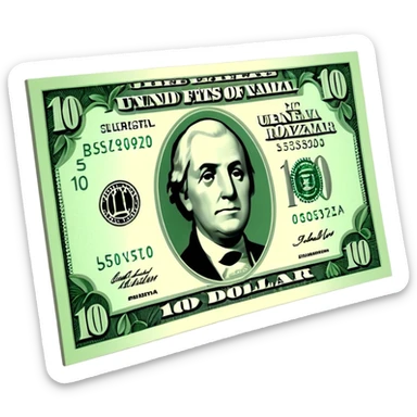 3D realistic US 100 dollar bill sticker, slight perspective, centered, clean cutout, transparent background, no text, no watermark sticker