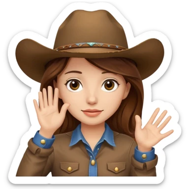 girl with cowboy hat in head grabbing the hat with her hands sticker