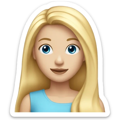 a girl with long blonde hair blue eyes headshot sticker