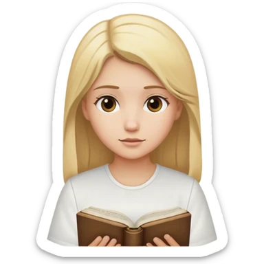 Chica de pelo rubio con pile Blanca y camisa Blanca leyendo la biblia sticker